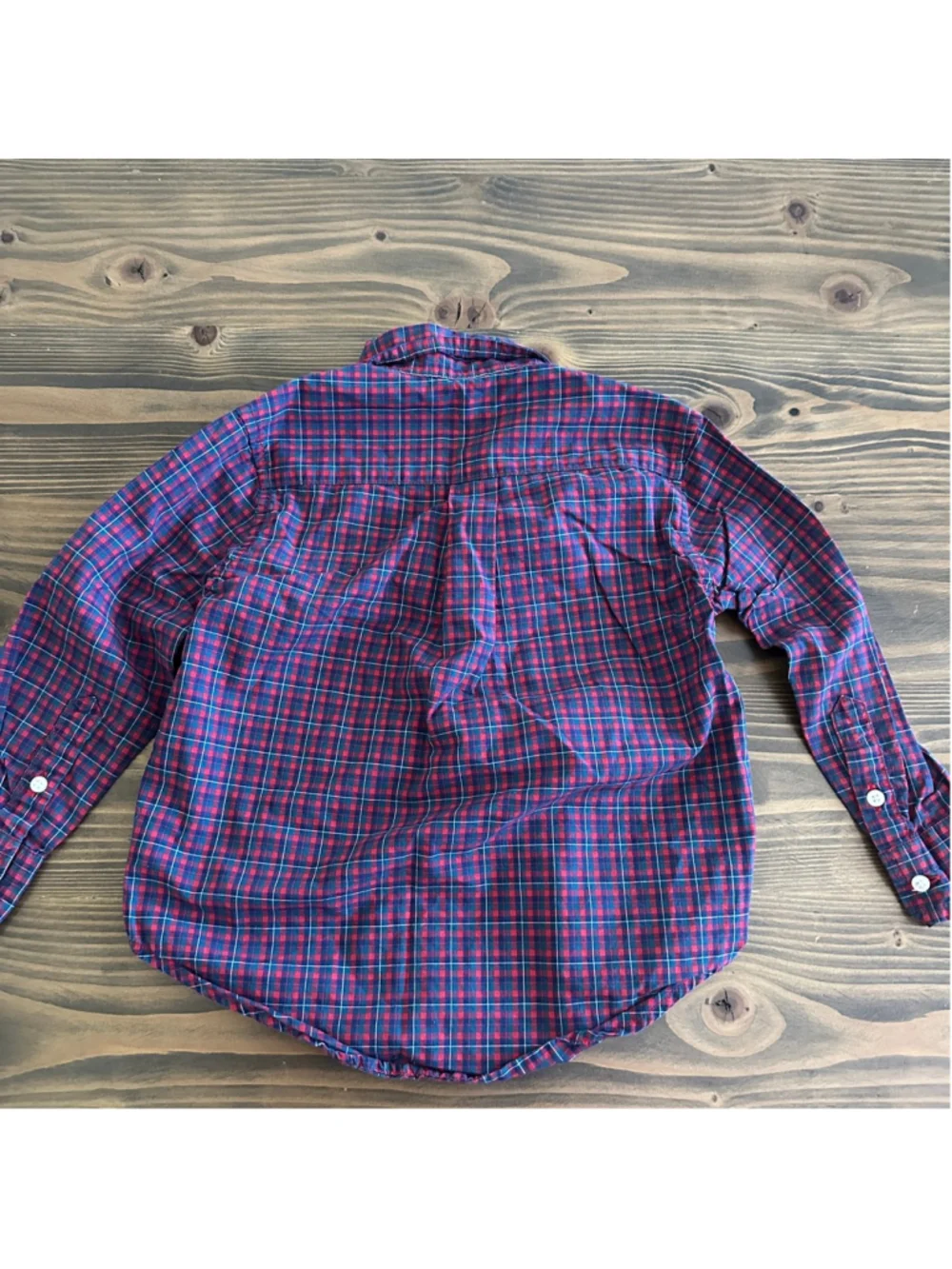 Ralph Lauren Boys Plaid Button Down Shirt 3T Red Blue Pony Logo